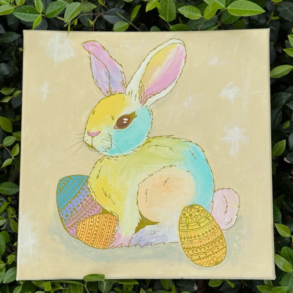 Colorful Bunny Canvas Art